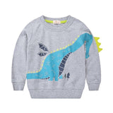 Pull Gris Dinosaure Enfant Diplodocus Bleu