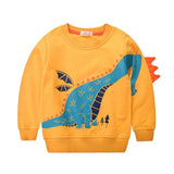 Pull Orange Dinosaure Enfant Diplodocus Bleu